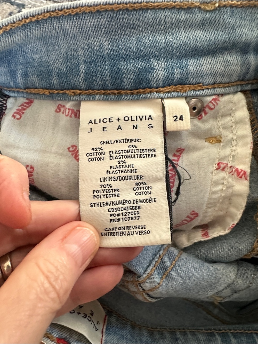 Alice + Olivia Light Blue Straight-Leg Jeans size 24 “You Look Stunning!” - Picture 5 of 6